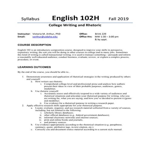 Eng 102H Syllabus
