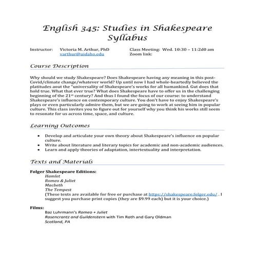 Eng 345 Syllabus