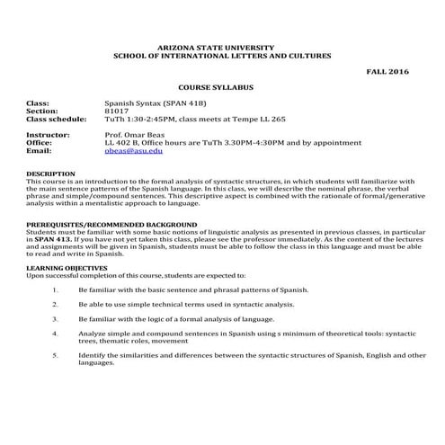Sintaxis del español (SPA 418)