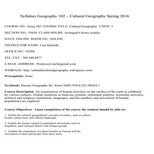 Syllabus geography 102 spring 2016