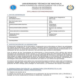 Syllabus informatica II 2015