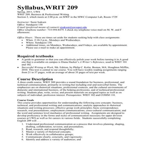 Syllabus 209 Sp11 Si