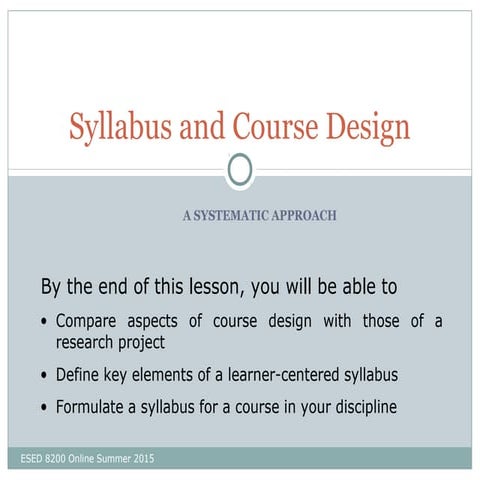 Syllabus and Course Design | PPT