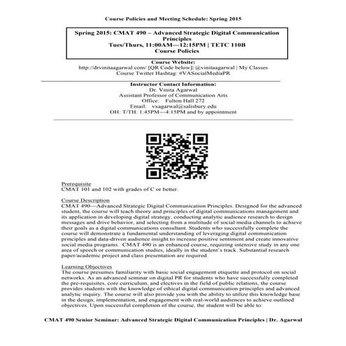 Advanced Strategic Digital Communication Principles Syllabus