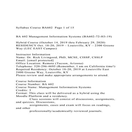 Syllabus Course BA602  Page 1 of 15  BA 602 Management.docx