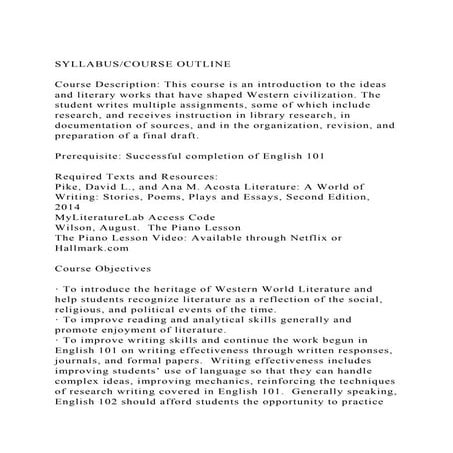 SYLLABUSCOURSE OUTLINECourse Description This course is an i.docx