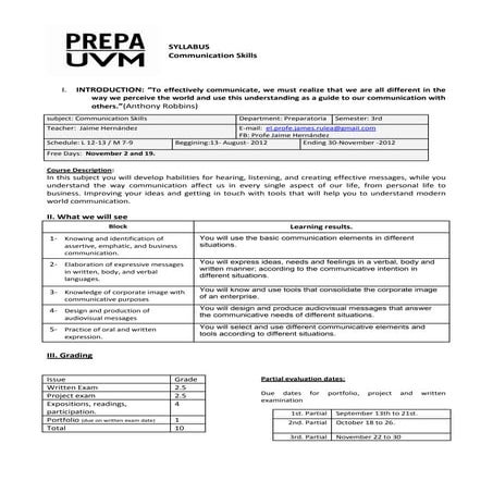 Syllabus Communication Skills