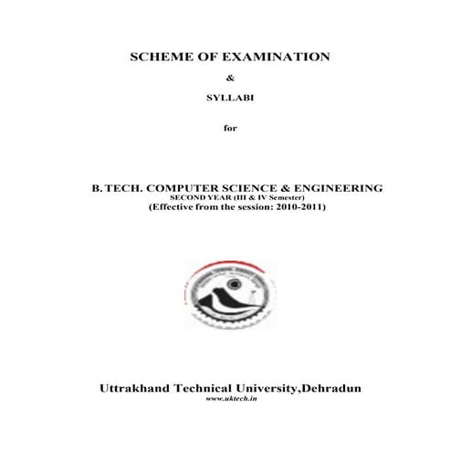 UTU Syllabus for CSE & IT 2nd year