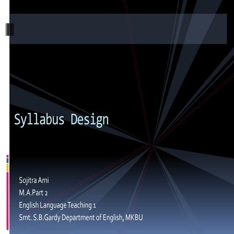 Syllabus design Elt !