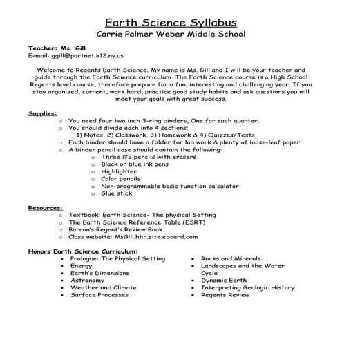 Syllabus earth science