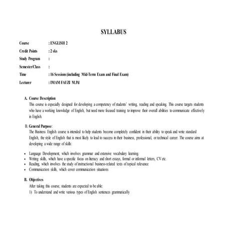 Syllabus english 2