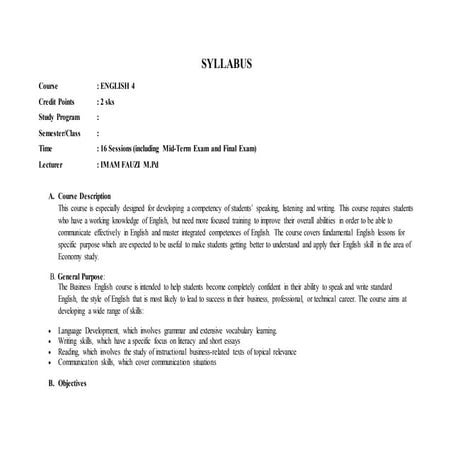 Syllabus english 4 latest