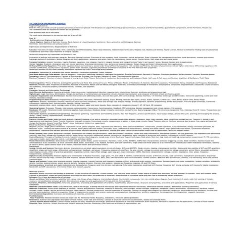 Syllabus for engineering sciences