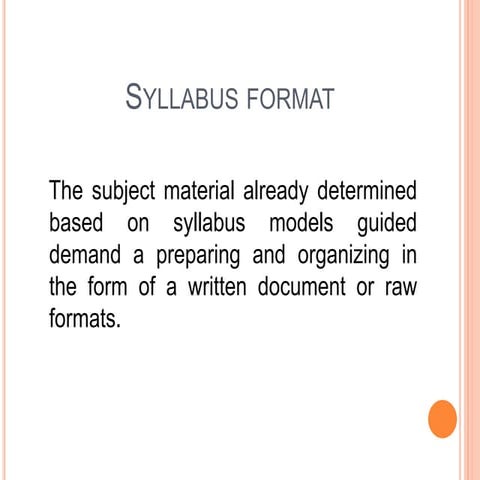 Syllabus format