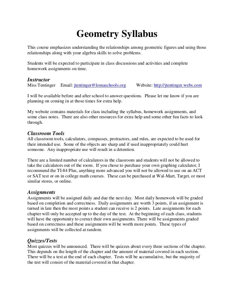 Geometry Syllabus
