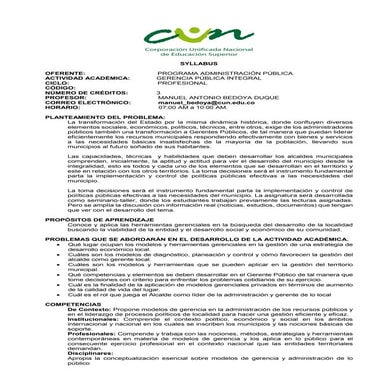 Syllabus gerencia pública integral