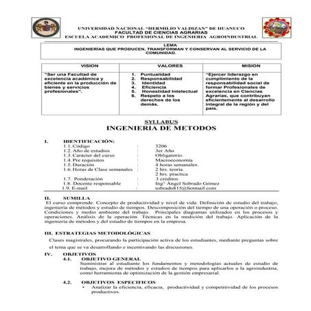 Syllabus ingenieria metodos