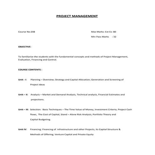 Syllabus of project_mgt