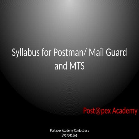 Syllabus PM MG MTS 2022-23 post man exam