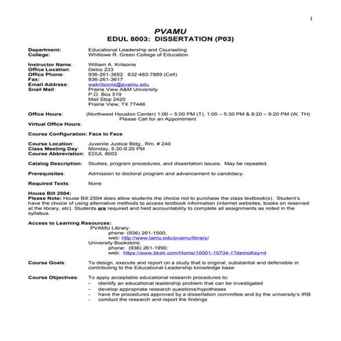 Syllabus template edul8003 (p03) dissertation, fall 2011