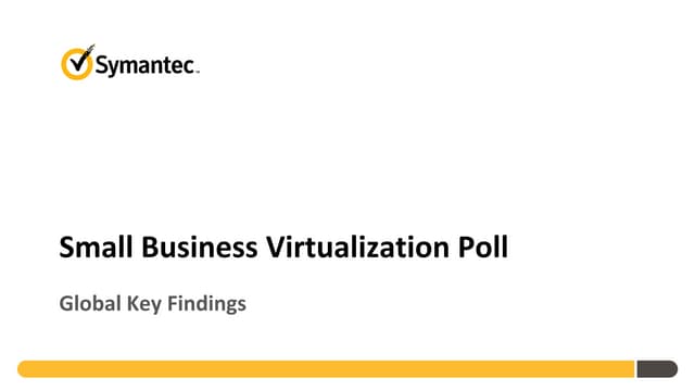 Symantec 2011 Small Business Virtualization Poll Global Findings August 2011