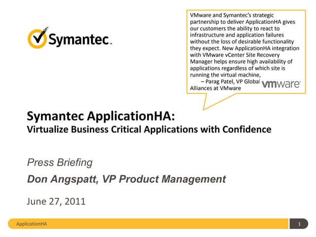 Symantec ApplicationHA June 2011
