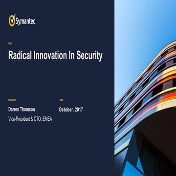 Radical Innovation In Security (New Techniques Applied To Tomorrow’s Risk)
