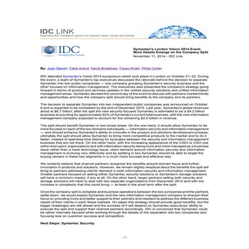 Symantec's London vision 2014 event more details emerge on the company split