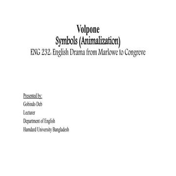 Symbols or animalization in volpone by ben jonson