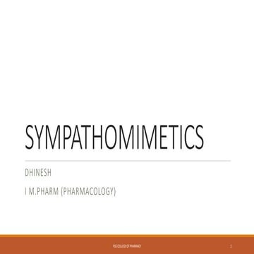 Sympathomimetics- pharmacology