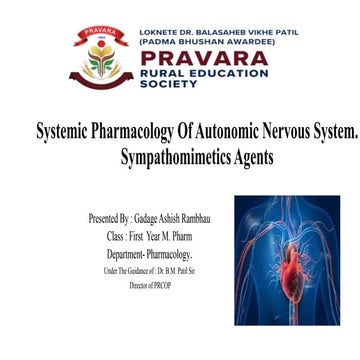 Systemic Pharmacology Of Autonomic Nervous System. Sympathomimetics Agents