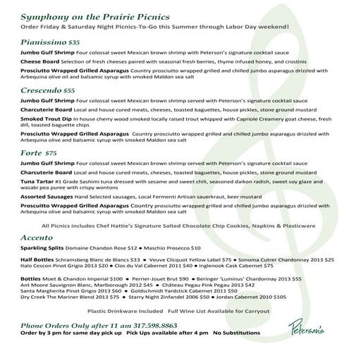 Symphony on the prairie picnic menu summer 2015