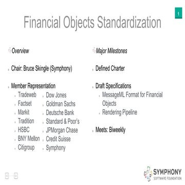 Symphony Software Foundation Financial Objectives Standardization 