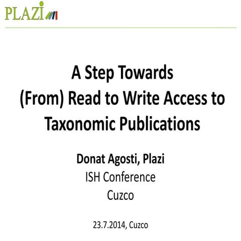 A Step Towards  (From) Read to Write Access to Taxonomic Publications