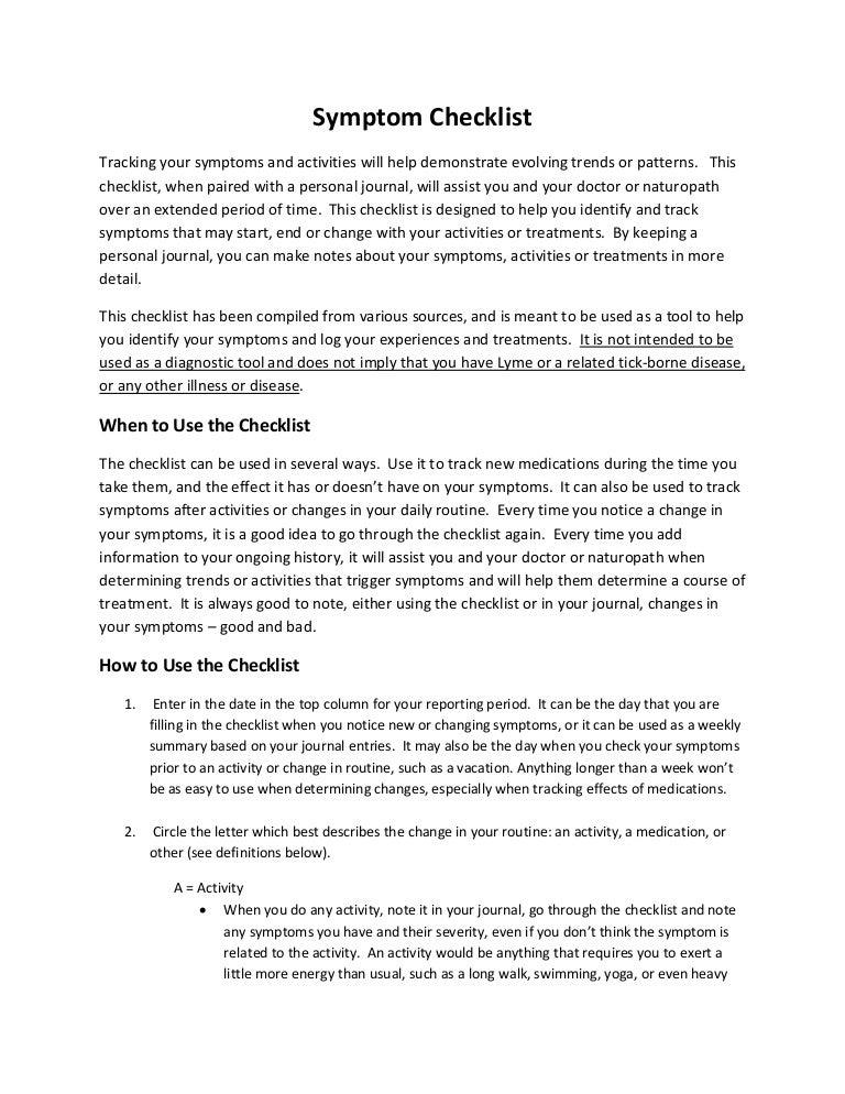 Symptom checklist and_chart