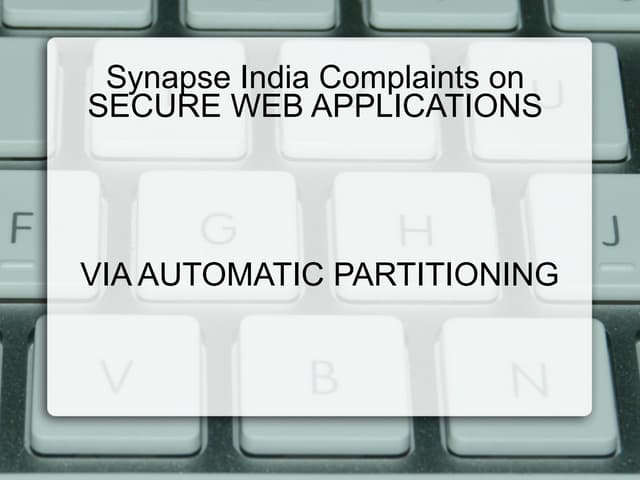 Synapse india complaints on secure web applications