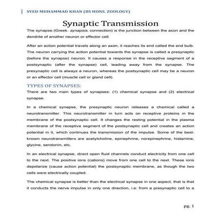 Synaptic Transmission