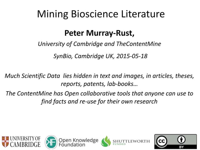 ContentMining for Synthetic Biology