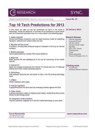 Top Ten Tech Predictions for 2013