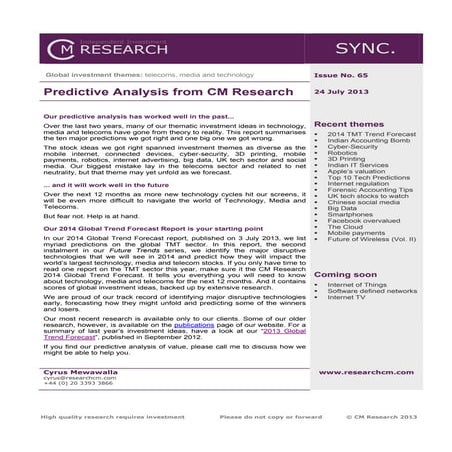 Predictive TMT Analysis from CM Research