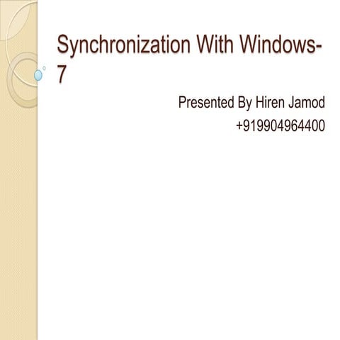 Synchronization with windows 7