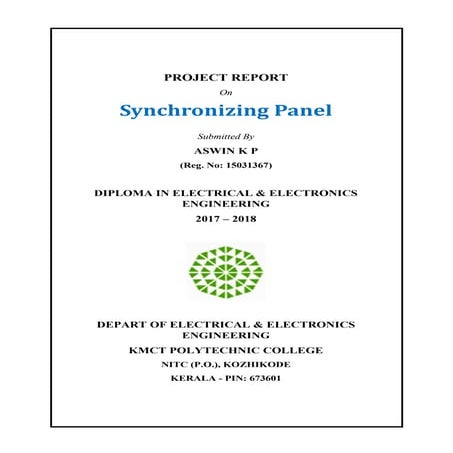 Alternator (AC Generator) Synchronizing Panel
