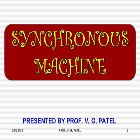 Synchronous machines construction and working