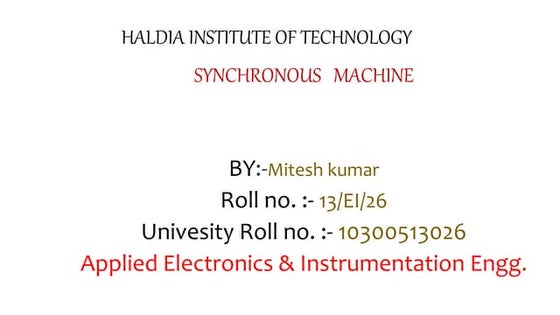 Synchronous machines | PPT