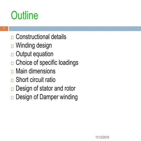 UNIT V Design of Electrical Apparatus
