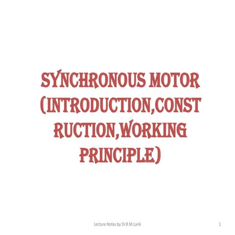 Synchronous motor (working principle)