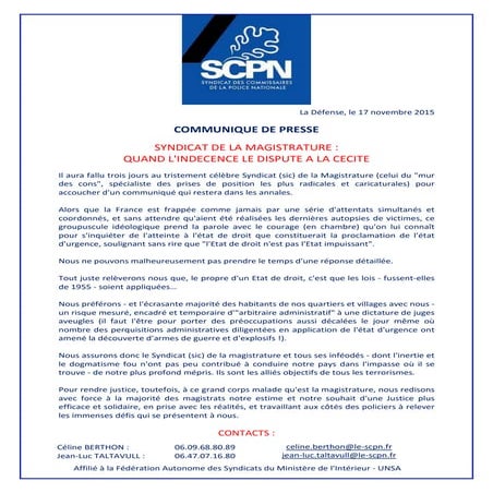 Syndicat des commissariats de la police nationale