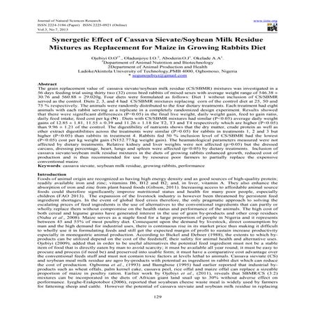 Synergetic effect of cassava sievate soybean milk residue mixtures as replace...