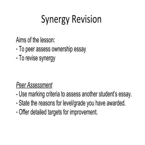 Synergy revision