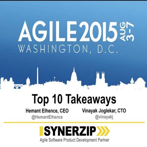 Synerzip AGILE2015 Top10 Take-Aways